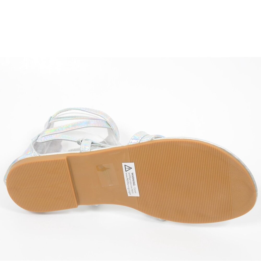 Delia's Silver Iridescent Gladiator Flat Sandals Women's Shoes 7 - Picture 4 of 4